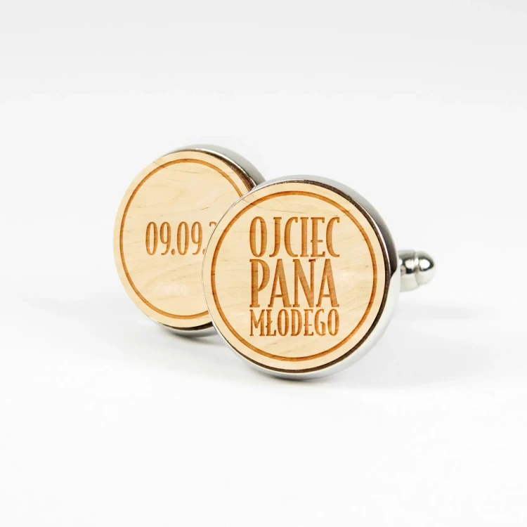Ojciec Pana Młodego + Data_1_Natural-Spinki drewniane do mankietów-Ślub Wesele-Wedding.webp