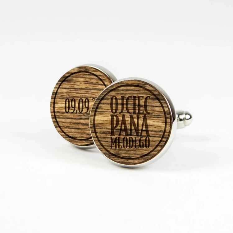 Ojciec Pana Młodego + Data_1_Wenge - Spinki drewniane do mankietów - Ślub - Wesele - Wedding.webp