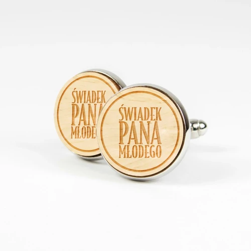 Świadek Pana Młodego_Natural-Spinki drewniane do mankietów grawerowane-Ślub-Wesele-Wedding.webp