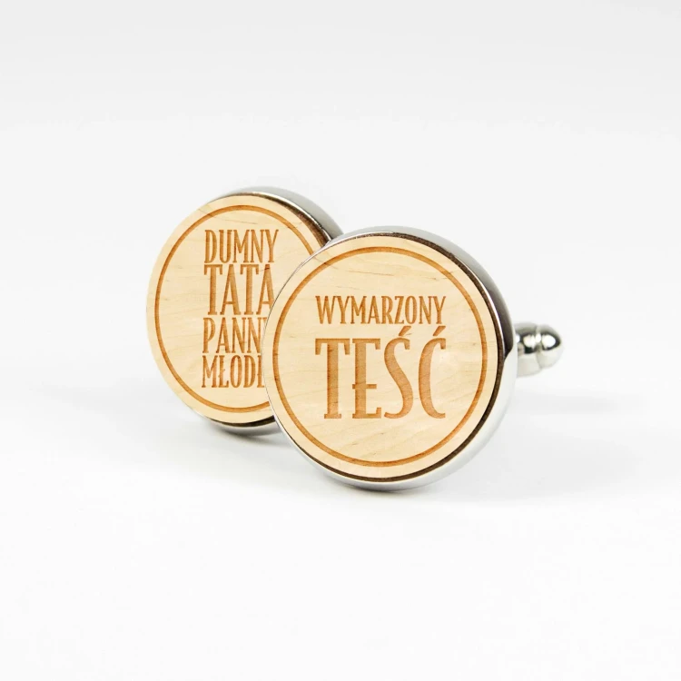 Wymarzony Teść + Dumny Tata  Panny Młodej_Natural-Spinki drewniane do mankie.webp