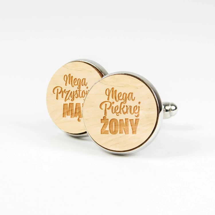 Spinki do mankietów Mega Przystojny Mąż + Mega Pięknej Żony