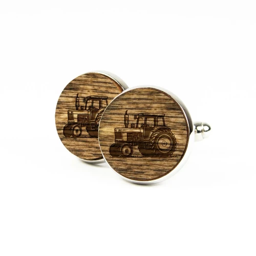 Drewniane Spinki Traktor – Elegancki Prezent dla Rolnika | Kudula