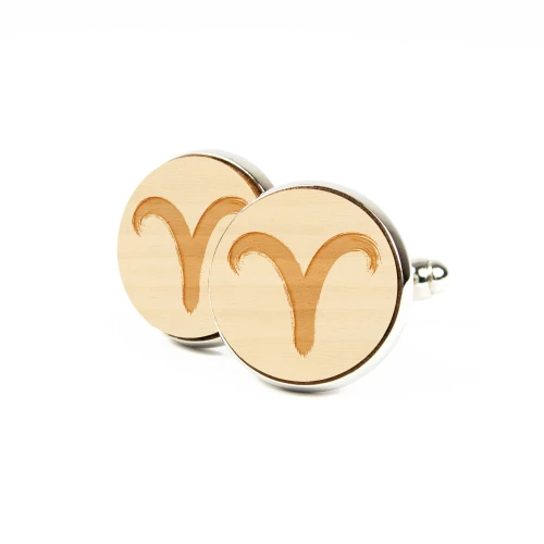 Spinki drewniane do mankietów -  Naturalny - KUDULA - Aries.webp