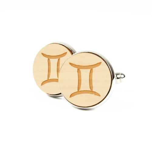 Spinki drewniane do mankietów -  Naturalny - KUDULA - Gemini.webp