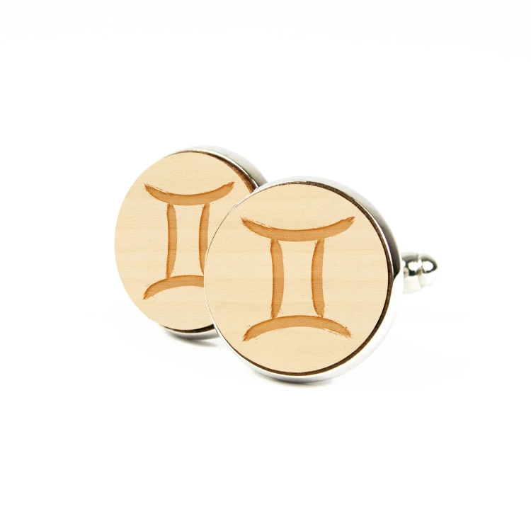 Spinki drewniane do mankietów -  Naturalny - KUDULA - Gemini.webp