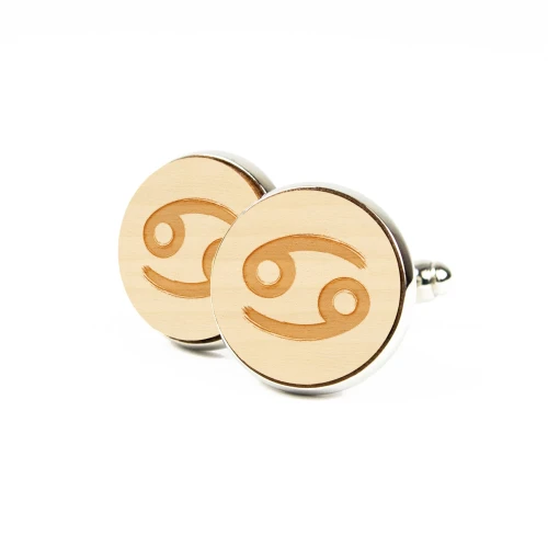 Spinki drewniane do mankietów -  Naturalny - KUDULA - Cancer.webp