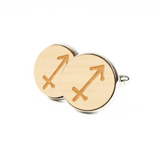 Spinki drewniane do mankietów -  Naturalny - KUDULA - Sagittarius.webp