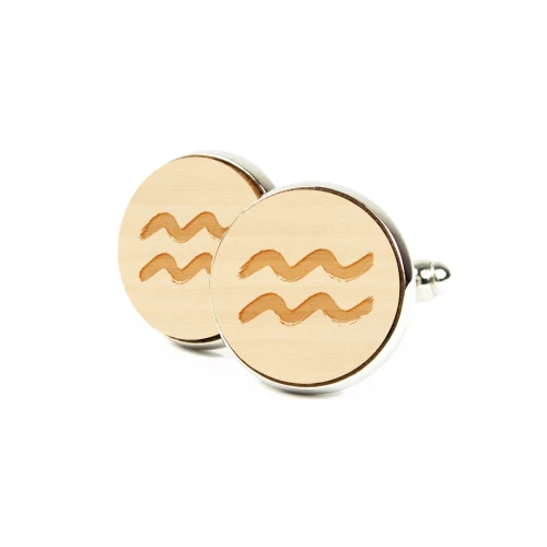 Spinki drewniane do mankietów -  Naturalny - KUDULA - Aquarius.webp