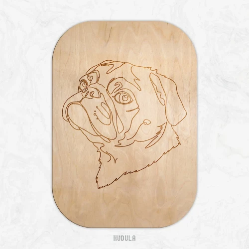 Drewniany_Obraz_LineArt_Mops