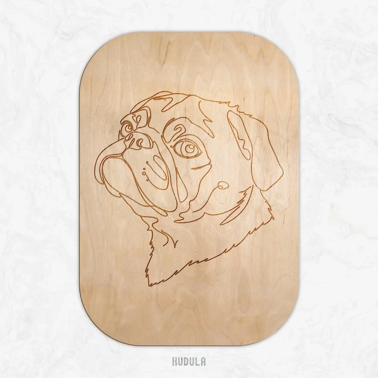 Drewniany_Obraz_LineArt_Mops
