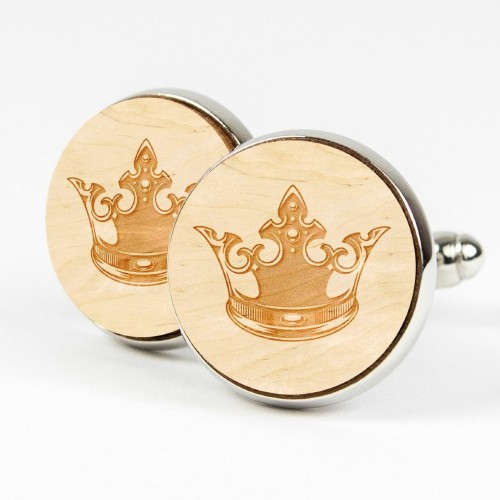 Korona barokowa ornament rzeźbiona - Naturalny - Kudula | Spinki